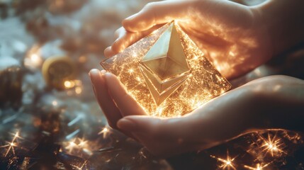Hands Holding Shiny Coins in Natural Light