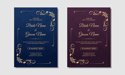 Naklejka premium Invitation card design, luxury floral wedding invitation design template