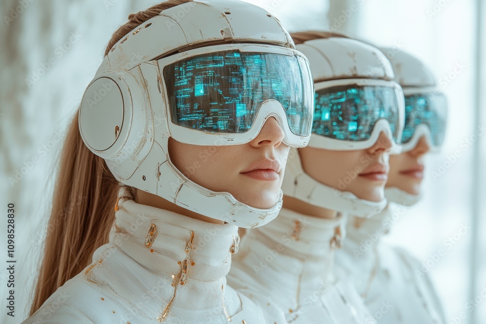 Poster female tech entrepreneurs leading startups in ai, robotics, and cloud computing, paving the way for 