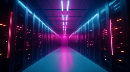 Fototapeta premium Futuristic Tech Facility with LED Lighting Effects