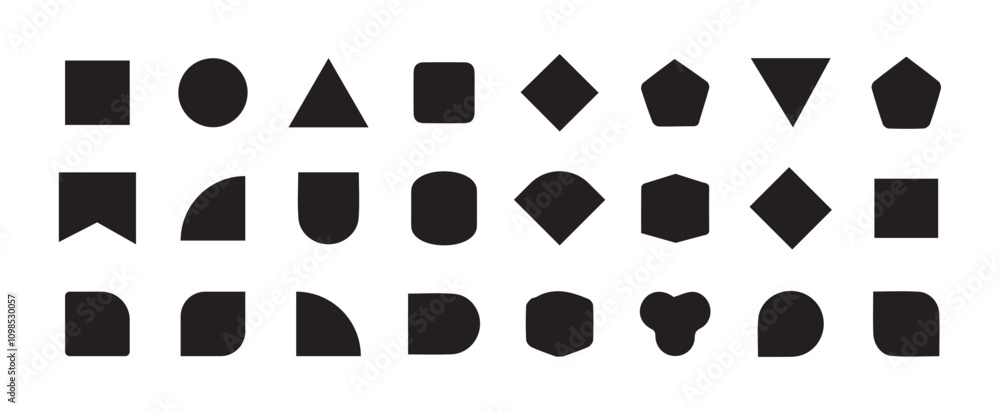 Poster basic shapes collection. vector basic shape. geometric formal shape. polygonal elements. modern tren