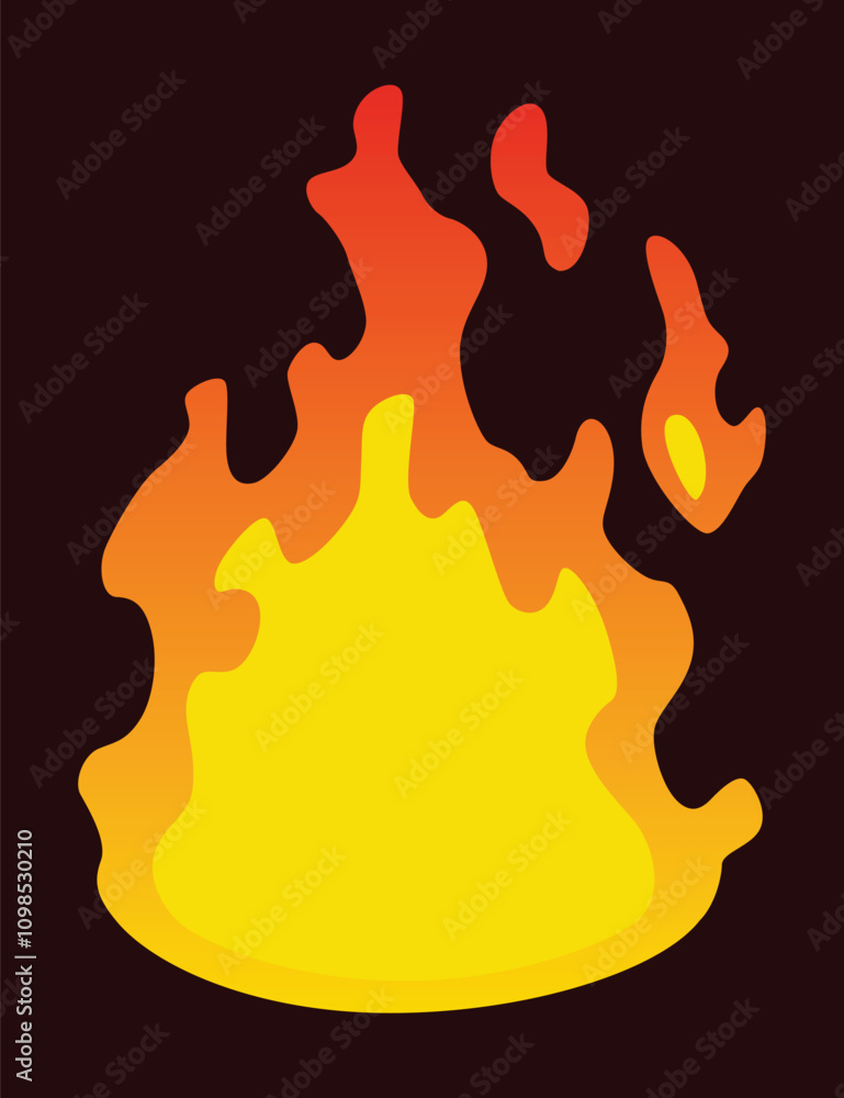 Poster fire animation sprite. red and orange fire flame. hot flaming element for game animation. vector ico