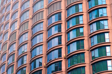 Kuala Lumpur, Malaysia, 2019. Windows of modern building close up