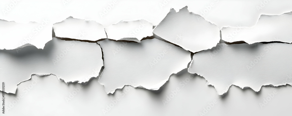 Poster abstract white paper texture, irregularly torn edges create a dramatic, textured background for desi