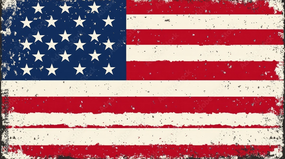 Poster grunge effect of american flag with abstract background featuring textures and distressed elements f