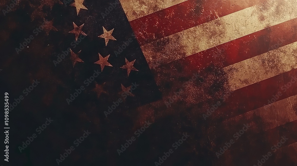 Poster grunge effect on american flag background with abstract design for creative projects and visual medi