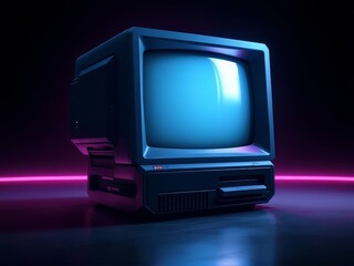 Retro computer display, pixelated charm.