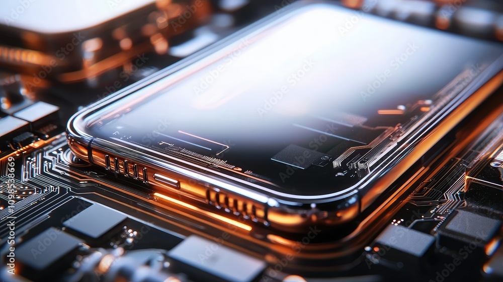 Poster Modern Ultra-Thin Processor and Smartphone Components Cradled in Advanced Technology Circuitry for High-Performance Gadgets and Devices