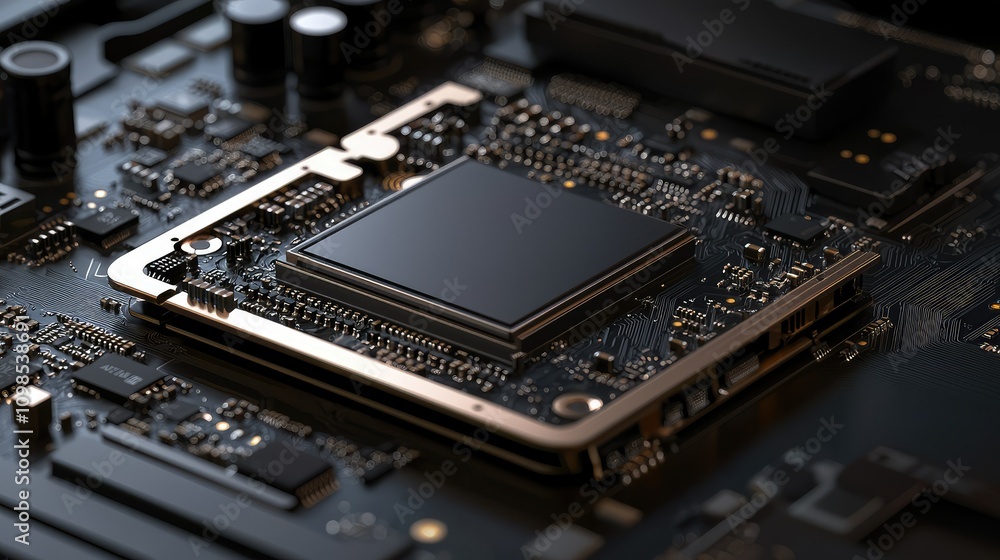 Poster ultra-thin processor technology for modern smartphones highlighting advanced circuitry and cutting-e