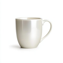 Obraz premium tableware mugs luxury isolated concept. A simple white ceramic mug with a curved handle, suitable for hot beverages like coffee or tea.