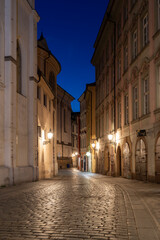 Obraz premium Karlova (Charles) street in Prague Old Town at night, Prague, Czech Republic