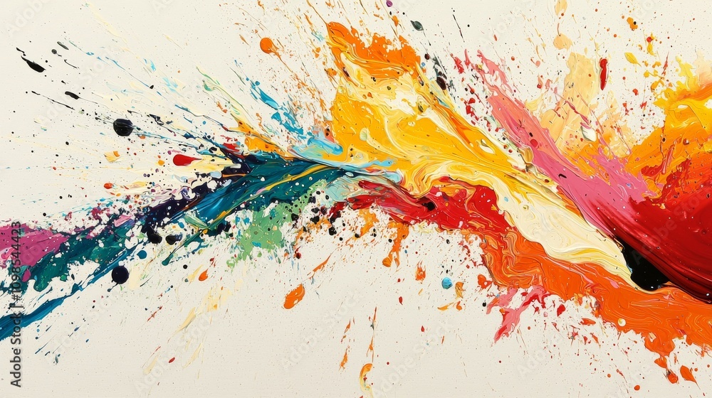 Aufkleber a vibrant explosion of colors with splashes and abstract forms, creating a dynamic and energetic vis