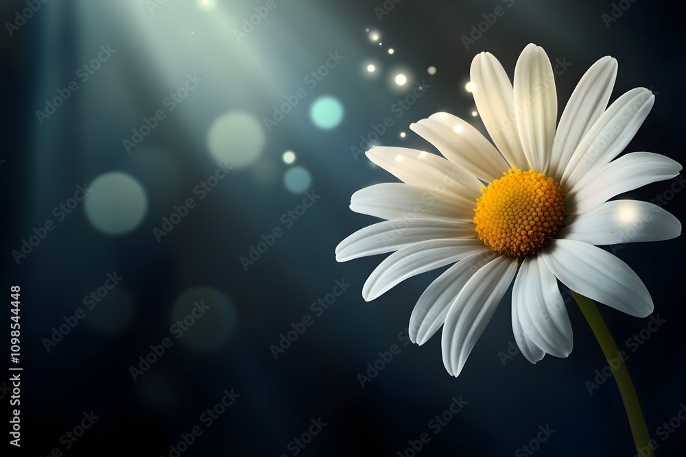 Poster Beautiful Daisy in Soft Light with Bokeh Effect