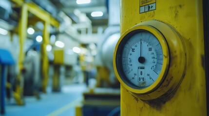 Close-up of Geiger counter display showing radiation levels in an industrial environment, emphasizing monitoring and safety in hazardous areas for research and analysis