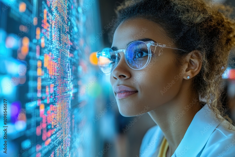 Poster young analysts specializing in data science roles, extracting insights from big data,