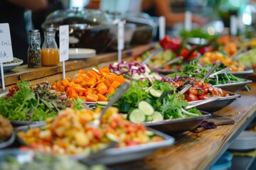 A soft focus vegan brunch scene with colorful dishes and warm ambiance.