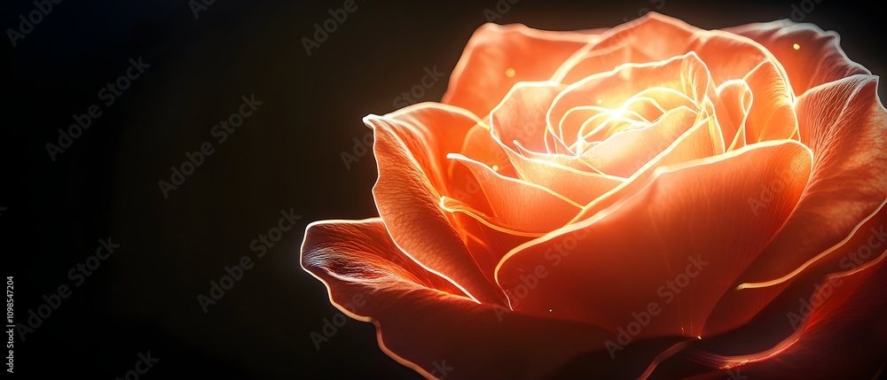 Aufkleber illuminated rose petal with soft glow effect