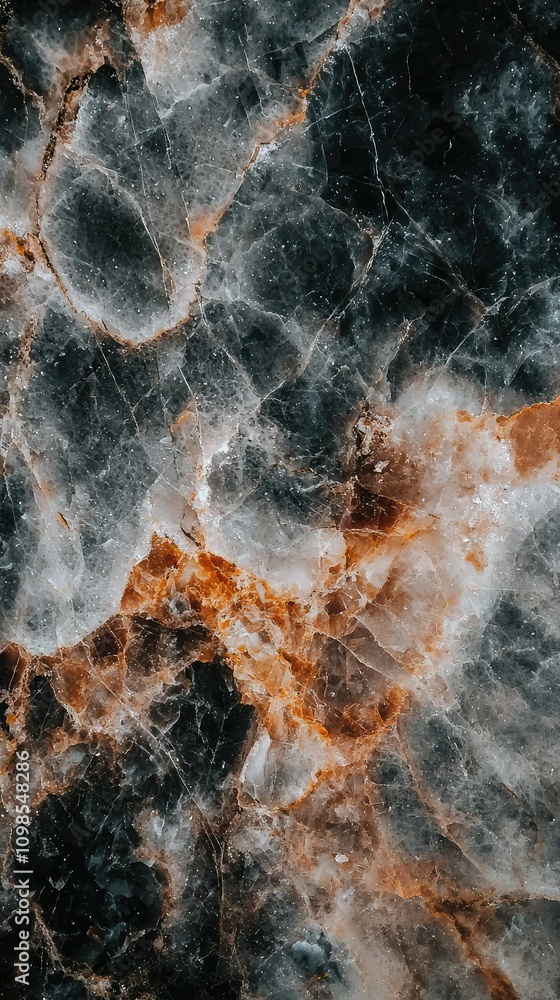 Poster Close-Up View of Polished Marble Textures Highlighting Intricate Details with Rich Color Variations and Unique Patterns in a Stunning Natural Surface