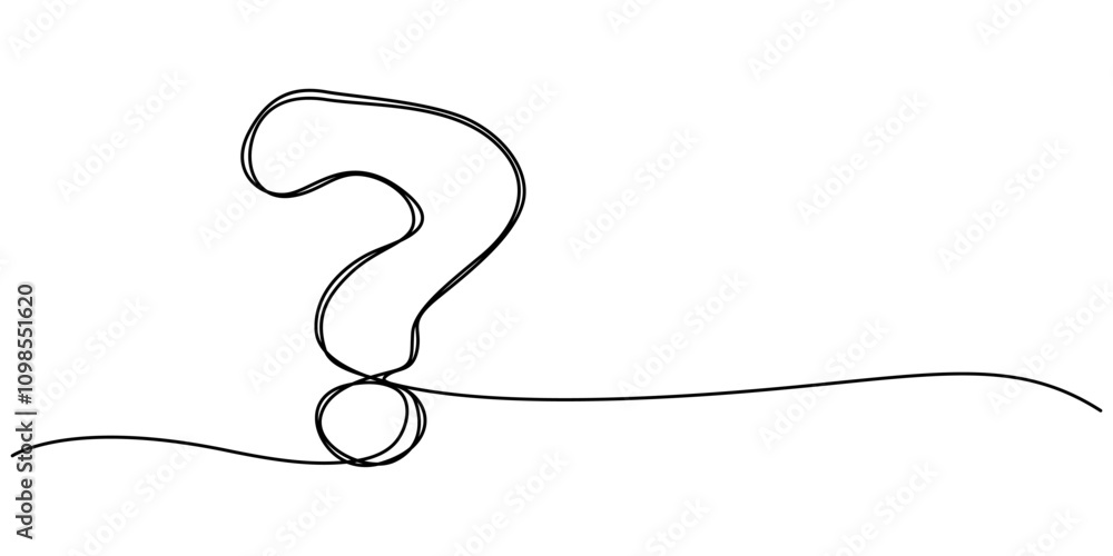 Aufkleber Question mark linear background. Continuous one line drawing of question mark. Vector illustration, Question mark one line drawing, Continuous linear drawing of question mark. One line drawing pro 