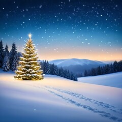 Fototapeta premium Christmas Tree Against Winter Mountains