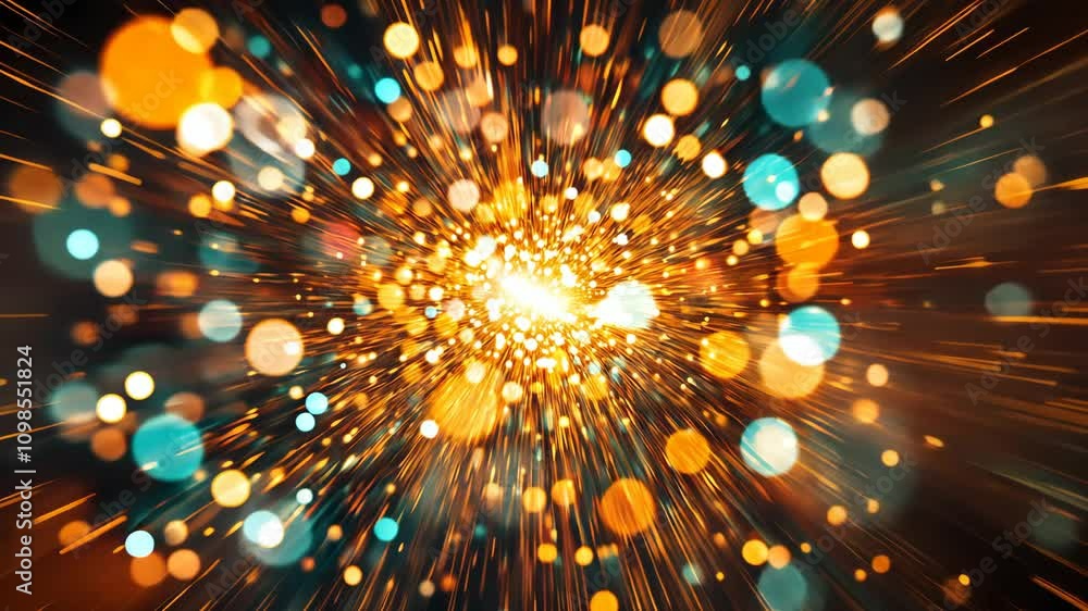 Aufkleber explosive burst of colorful particles creating a