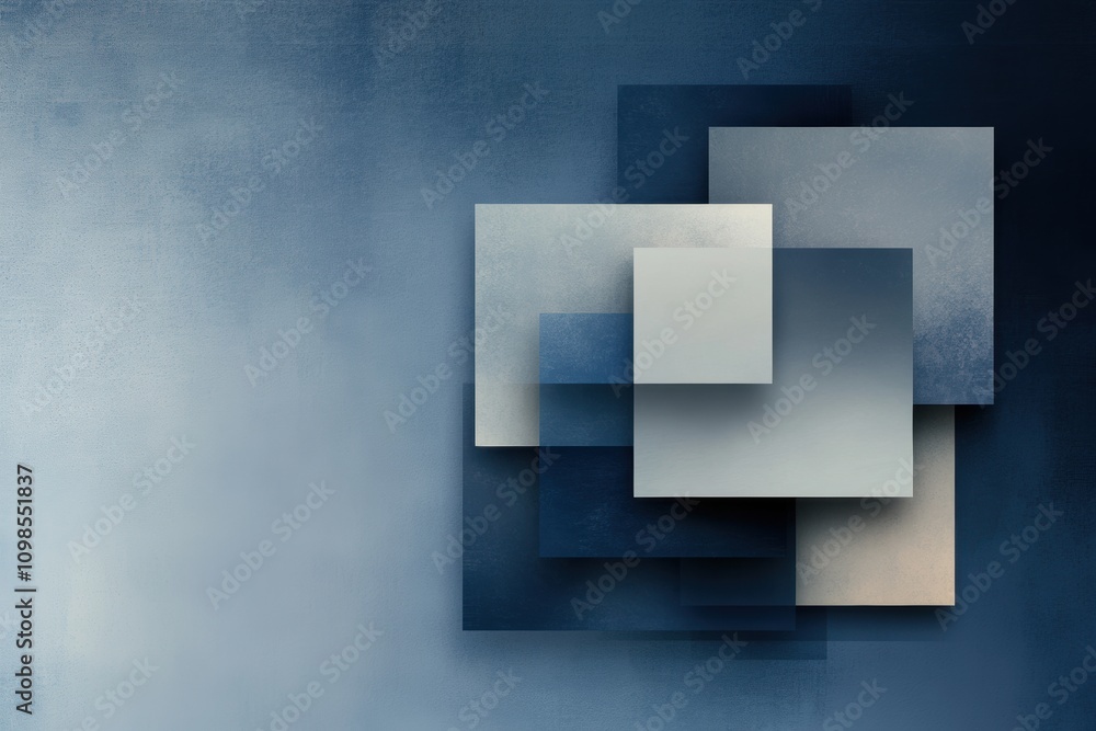 Poster abstract geometric tech texture with interlocking shapes on blue digital background, perfect for bus