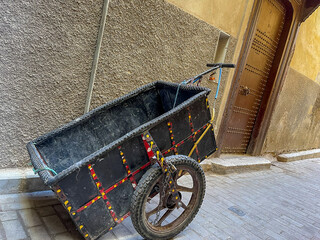 Wooden doors agains white-washed homes in Morocco
