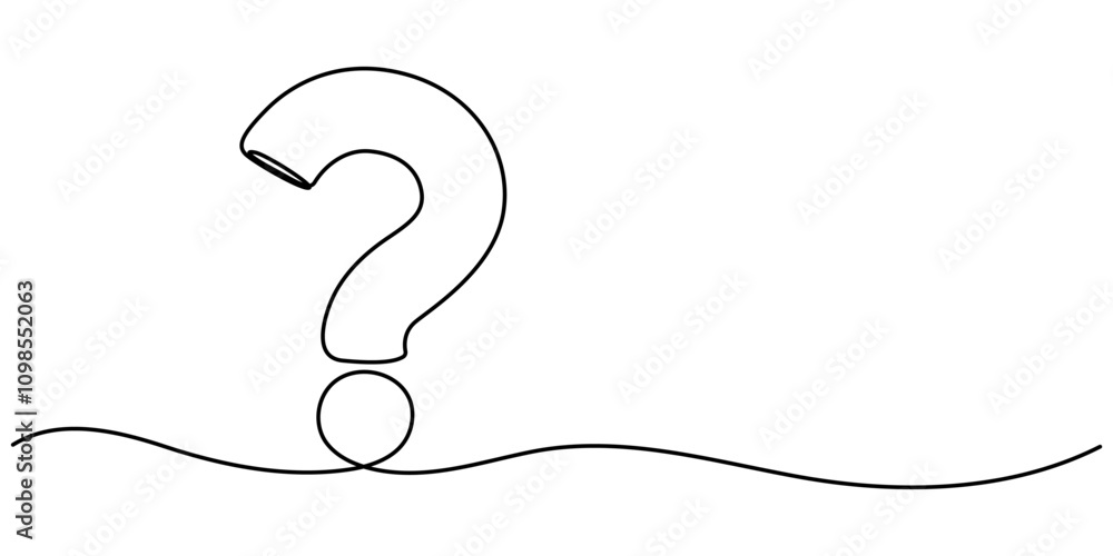Aufkleber Question mark linear background. Continuous one line drawing of question mark. Vector illustration, Question mark one line drawing, Continuous linear drawing of question mark. One line drawing pro 