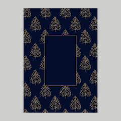 A holiday card with a Christmas tree, decorative plant elements, a background and a copy space. A universal template for a postcard.
