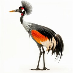 Fototapeta premium Black Crowned Crane 15 years old white background portrait.