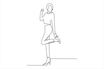 Fototapeta premium A minimalist line drawing of a person posing gracefully with one leg raised.