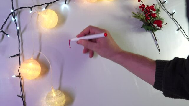 Man writing merry christmas on a whiteboard