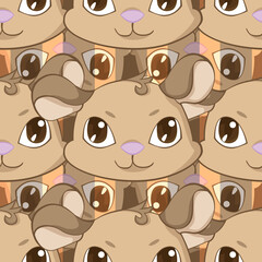 Expressive Gerbil Cartoon Repeat Pattern Design