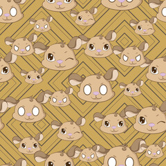 Expressive Gerbil Cartoon Repeat Pattern Design