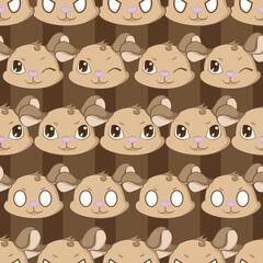 Expressive Gerbil Cartoon Repeat Pattern Design