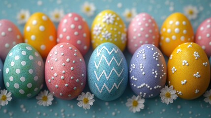 Obraz premium Colorful Decorative Easter Eggs Display