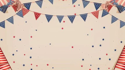 Obraz premium A festive background with American flags and bunting, perfect for celebrating the Fourth of July in style and showing your patriotism