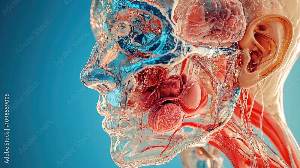 Poster detailed human ear anatomy with internal structures labeled, showcasing the complexity of human phys