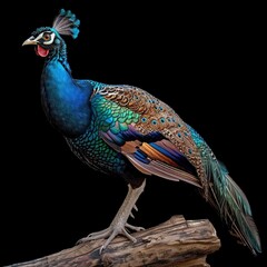 Obraz premium Peafowl against black background Offset