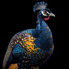 Obraz premium Peafowl against black background Offset