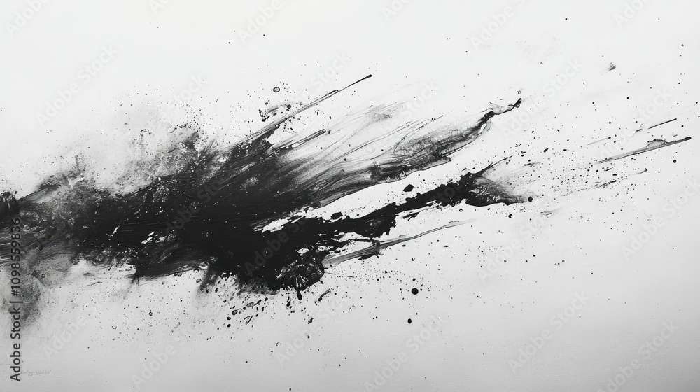 Poster abstract ink art on wet paper: a soft blended spread creating dynamic visual motion with bold black 