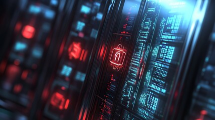 Obraz premium Futuristic Server Room Technology Interface