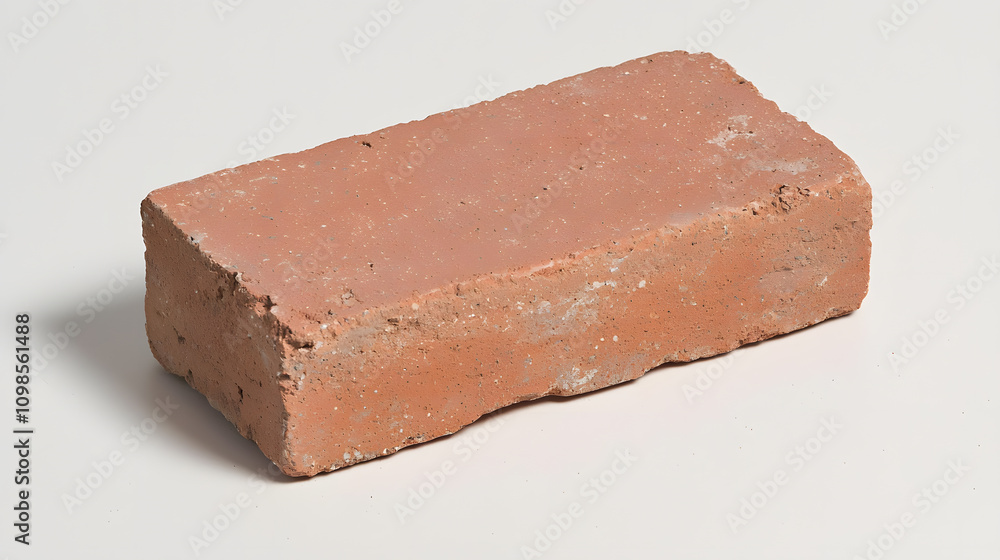 Poster single red clay brick with a rectangular shape | close-up of traditional building material | durable