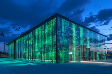 Centre de données futuriste avec architecture technologique