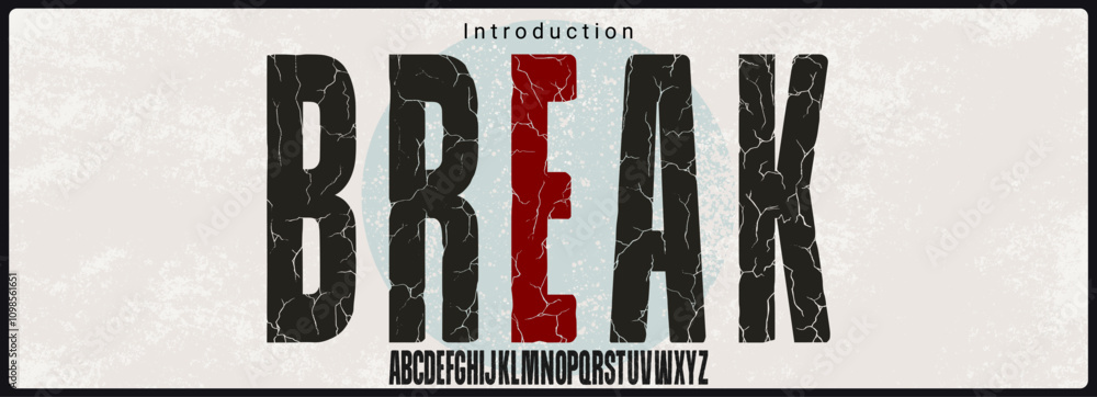 Poster condensed rough handmade typeface. alphabet vector font with rough and handmade crack texture.