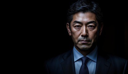 Fototapeta premium 厳しい表情でカメラを見つめる男性のポートレート