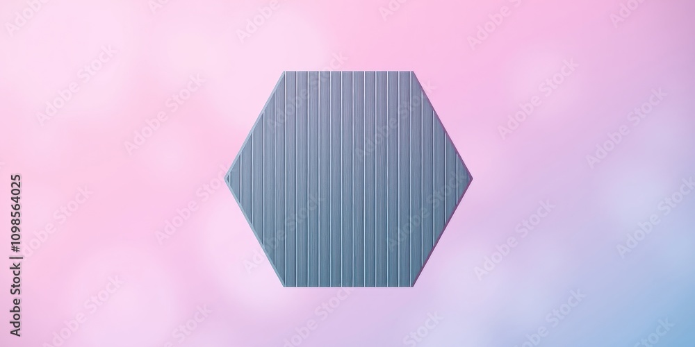 Wall mural a minimalist abstract design featuring a hexagon with vertical lines, set against a gradient backgro