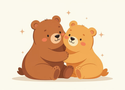 Cute bears embracing to celebrate love and family on Valentine's or National Hug Day with warmth and joy