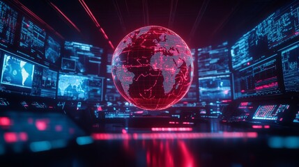 Obraz premium Global Network Control System Visualization