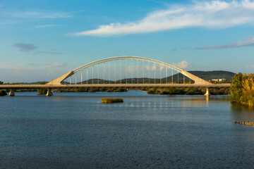 Fototapeta premium modern bridge in the city of merida, linking both parts of the city.